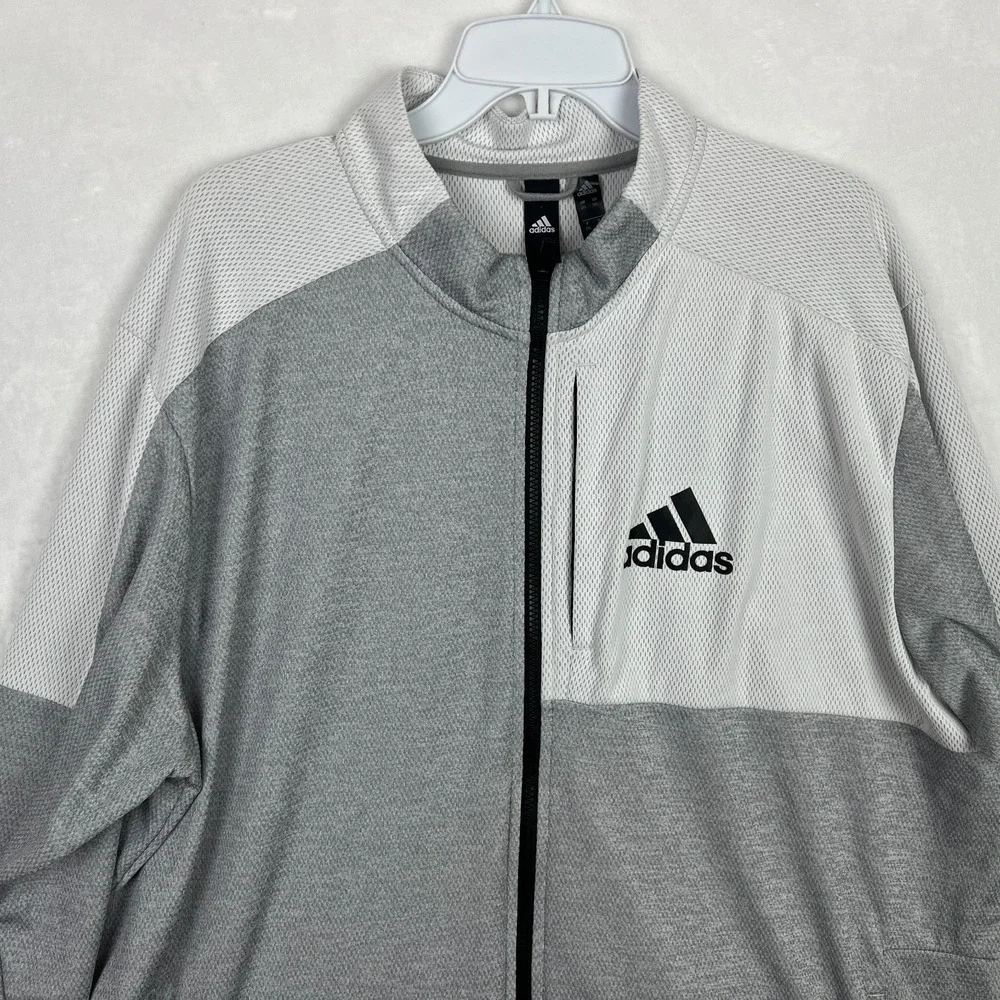 Adidas Full Zip Track Jacket Mens‎ 2XL Team Issue Bomber Gray Colorblock Running